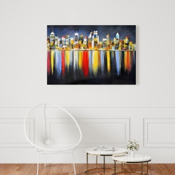Canvas 24 x 36 - Colorful reflection of a cityscape by night
