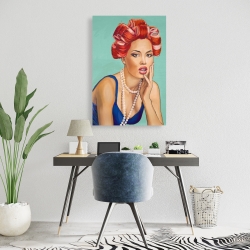 Toile 24 x 36 - Femme rétro avec bigoudis