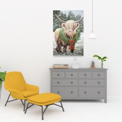 Toile 24 x 36 - Vache highland de noël