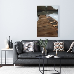 Canvas 24 x 36 - Lake, dock and boat