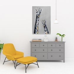 Toile 24 x 36 - Girafes bleu acier