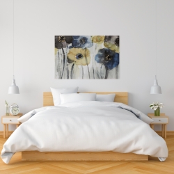 Canvas 24 x 36 - Gray blue and yellow flowers