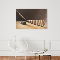 Toile 24 x 36 - Bâton et rondelle de hockey