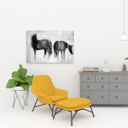 Canvas 24 x 36 - Horses silhouettes in the mist