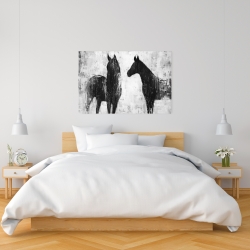 Toile 24 x 36 - Chevaux blancs et noirs