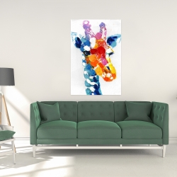 Toile 24 x 36 - Girafe abstraite tacheté de couleurs