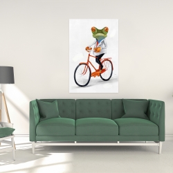 Toile 24 x 36 - Drole de grenouille à vélo