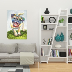 Canvas 24 x 36 - Colorful smiling pug