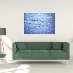 Toile 24 x 36 - Oiseaux sur ciel bleu scintillant