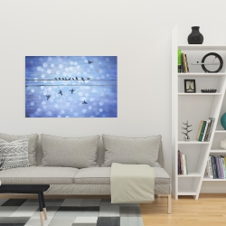 Toile 24 x 36 - Oiseaux sur un fil avec ciel bleu clair
