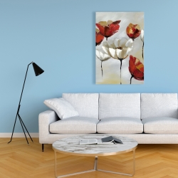 Canvas 24 x 36 - Abstract red and white flowers