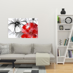 Canvas 24 x 36 - Red & white flowers sketch