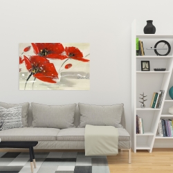 Canvas 24 x 36 - Abstract red flowers in the wind