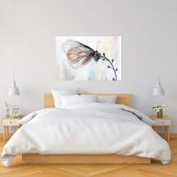 Toile 24 x 36 - Papillon sur fleurs bleues