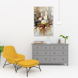 Toile 24 x 36 - Passants avec leur parapluie traversant la rue