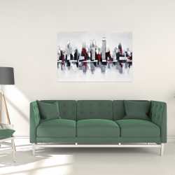 Canvas 24 x 36 - Gray and red cityscape