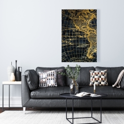 Toile 24 x 36 - Globe terreste bleu et doré