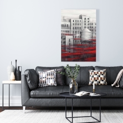 Canvas 24 x 36 - Gray city with red clouds