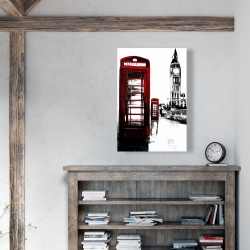 Canvas 24 x 36 - Telephone box and big ben of london