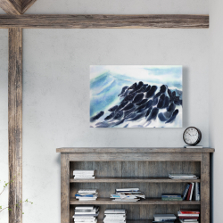 Toile 24 x 36 - Vagues de la mer avec des éclats de peinture
