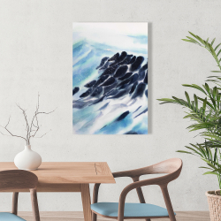 Toile 24 x 36 - Vagues de la mer avec des éclats de peinture