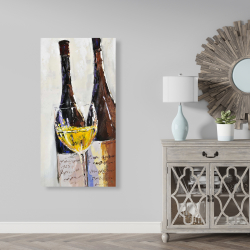 Toile 24 x 48 - Deux bouteilles et verre de vin blanc