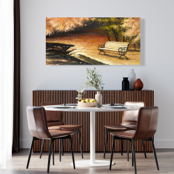 Toile 24 x 48 - Banc de parc en automne