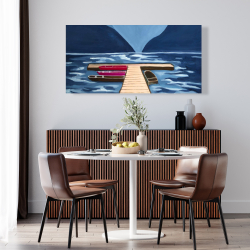 Canvas 24 x 48 - Lake, quai & mountains