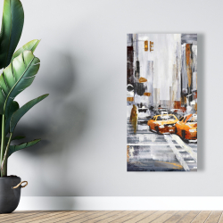 Toile 24 x 48 - Rue de ville abstraite avec taxis jaunes