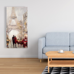 Toile 24 x 48 - Rue achalandée de paris et tour eiffel