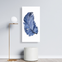 Canvas 24 x 48 - Watercolor blue feather