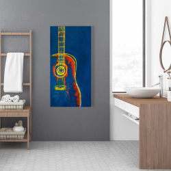 Canvas 24 x 48 - Modern blue abstract guitar