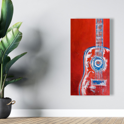 Toile 24 x 48 - Guitare rouge abstraite et moderne