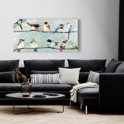 Toile 24 x 48 - Petits oiseaux colorés