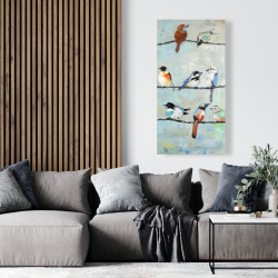 Toile 24 x 48 - Petits oiseaux colorés