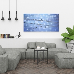 Toile 24 x 48 - Oiseaux sur ciel bleu scintillant