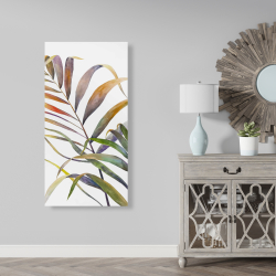 Toile 24 x 48 - Feuilles de palmiers tropicaux à l'aquarelle