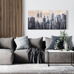 Canvas 24 x 48 - Buildings through the clouds 
