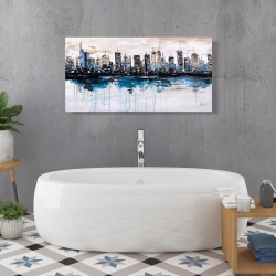 Canvas 24 x 48 - Abstract city with reflection on water