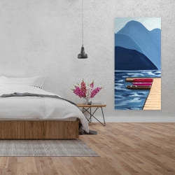 Canvas 24 x 48 - Lake, quai & mountains