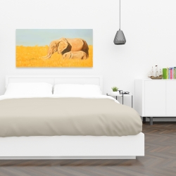 Toile 24 x 48 - éléphant et son tout petit
