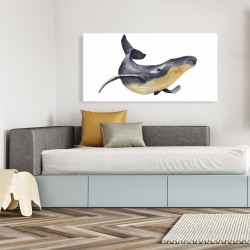 Canvas 24 x 48 - Watercolor blue whale
