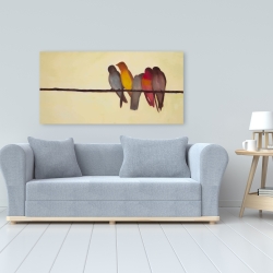 Canvas 24 x 48 - Five birds on a branch