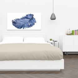 Canvas 24 x 48 - Watercolor blue feather