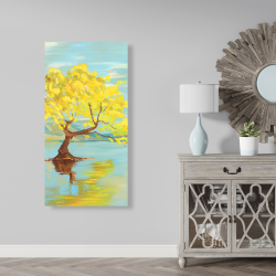 Canvas 24 x 48 - Spring lanscape with a tree in a lake