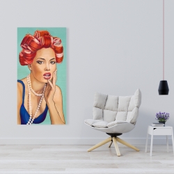 Toile 24 x 48 - Femme rétro avec bigoudis