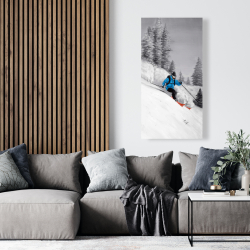 Toile 24 x 48 - Homme skiant dans la montagne 
