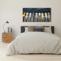Toile 24 x 48 - Pagaies colorées sur le quai