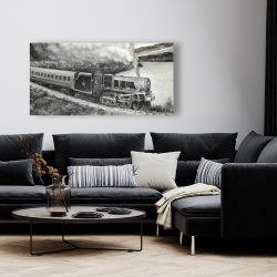 Canvas 24 x 48 - Vintage passenger locomotive 