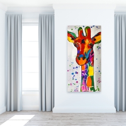Toile 24 x 48 - Girafe abstraite et colorée avec éclats de peinture